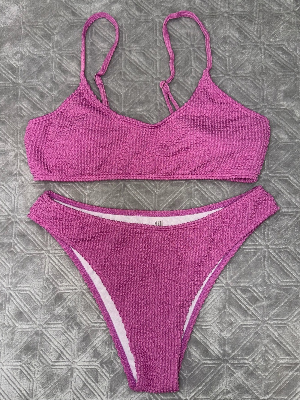 SHEIN Textured Fuchsia Two-Piece Bikini